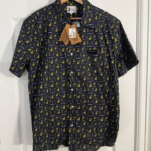 Jack sage Navy Short-Sleeve Printed Button-Up Shirt - Yellow Accent